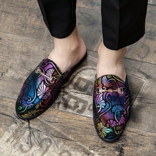 PANTOFOLA D’ORO Scarpe da uomo in pelle PU ciabatte casual da uomo scarpe eleganti mezza trazione modello estate