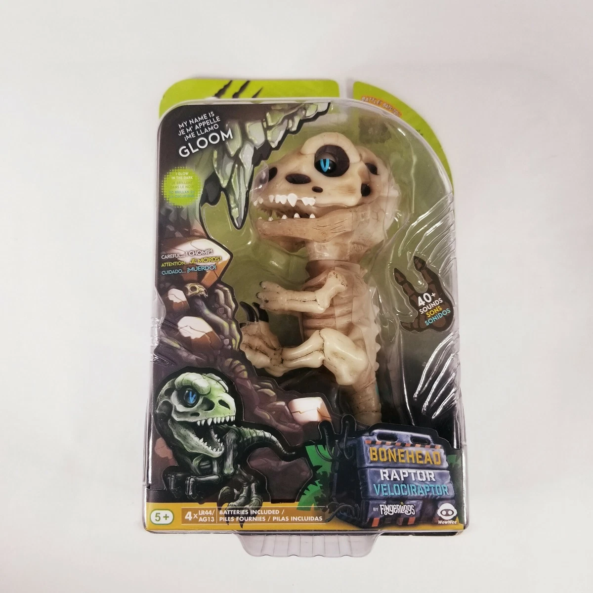 Fingerlings Untamed Bonehead Raptor Gloom Glow In The Dark 40 Sounds New