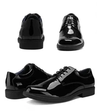 Bruno Marc Mens 8.5 Patent Leather Black Lace Oxford Formal Wedding Prom Shoes