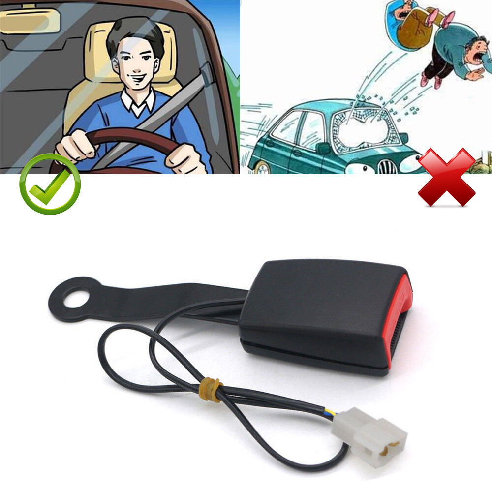 1x Black Seat Belt Lock Camlock Car Front Seat Belt Buckle w/Warning