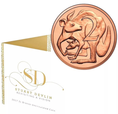 2017 Australian Two Cent ($0.02) Coin - Stuart Devlin's Kangaroos