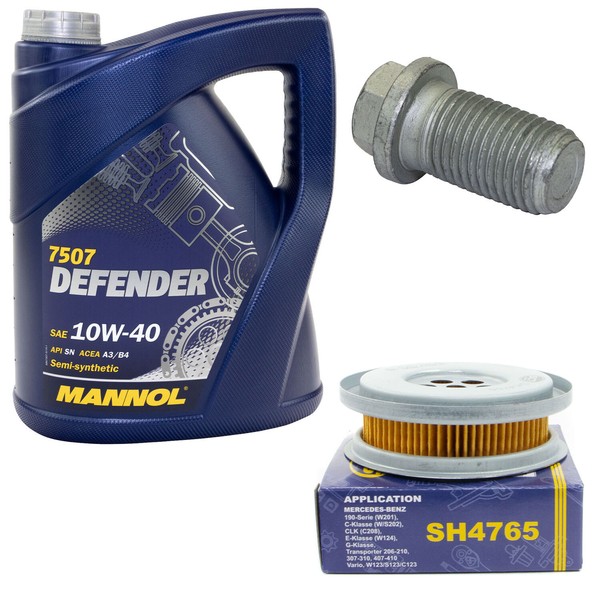 MotoröL Set 10W-40 5 Liter + ÖLfilter SH 4765 + Schraube FüR Mercedes C-Klasse-image