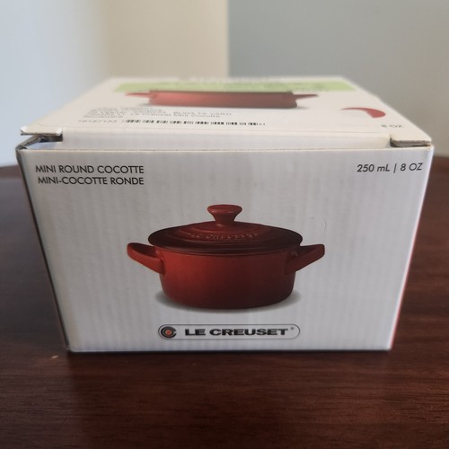 NEW LE CREUSET Red MINI Round Redonda COCOTTE 8oz 250ml Stoneware PG1160-0867 - Picture 6 of 11