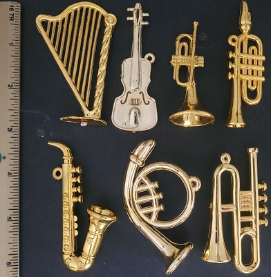 Christmas Ornaments Gold Musical Instruments Larger w Loops S24f, Select: Type