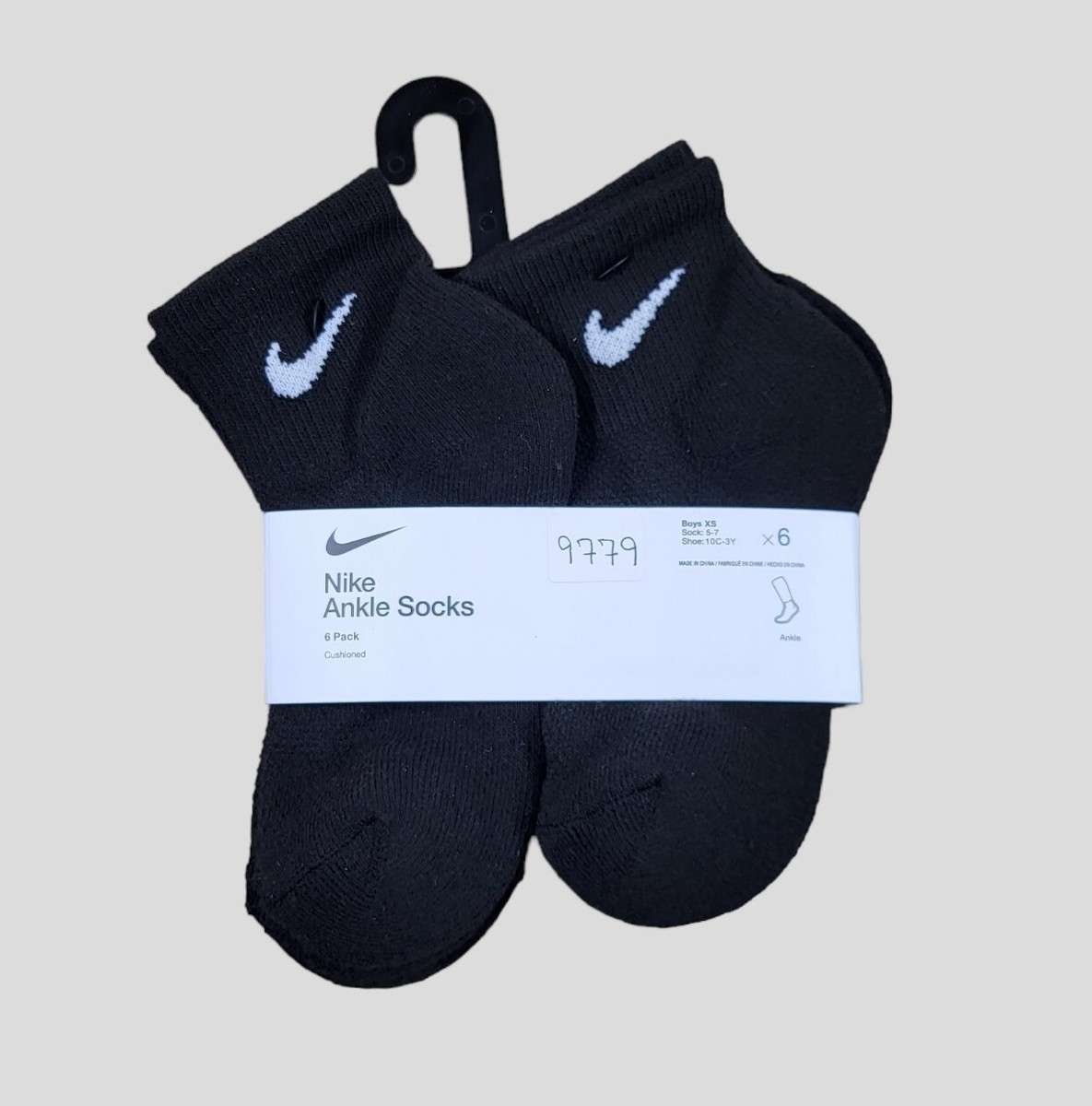 NIKE Boy Socks Ankle Cushioned Athletic Youth Kids Pack Shoe