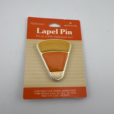 Rare HTF 1986 Hallmark Vintage Halloween Large Candy Corn Brooch Lapel Pin