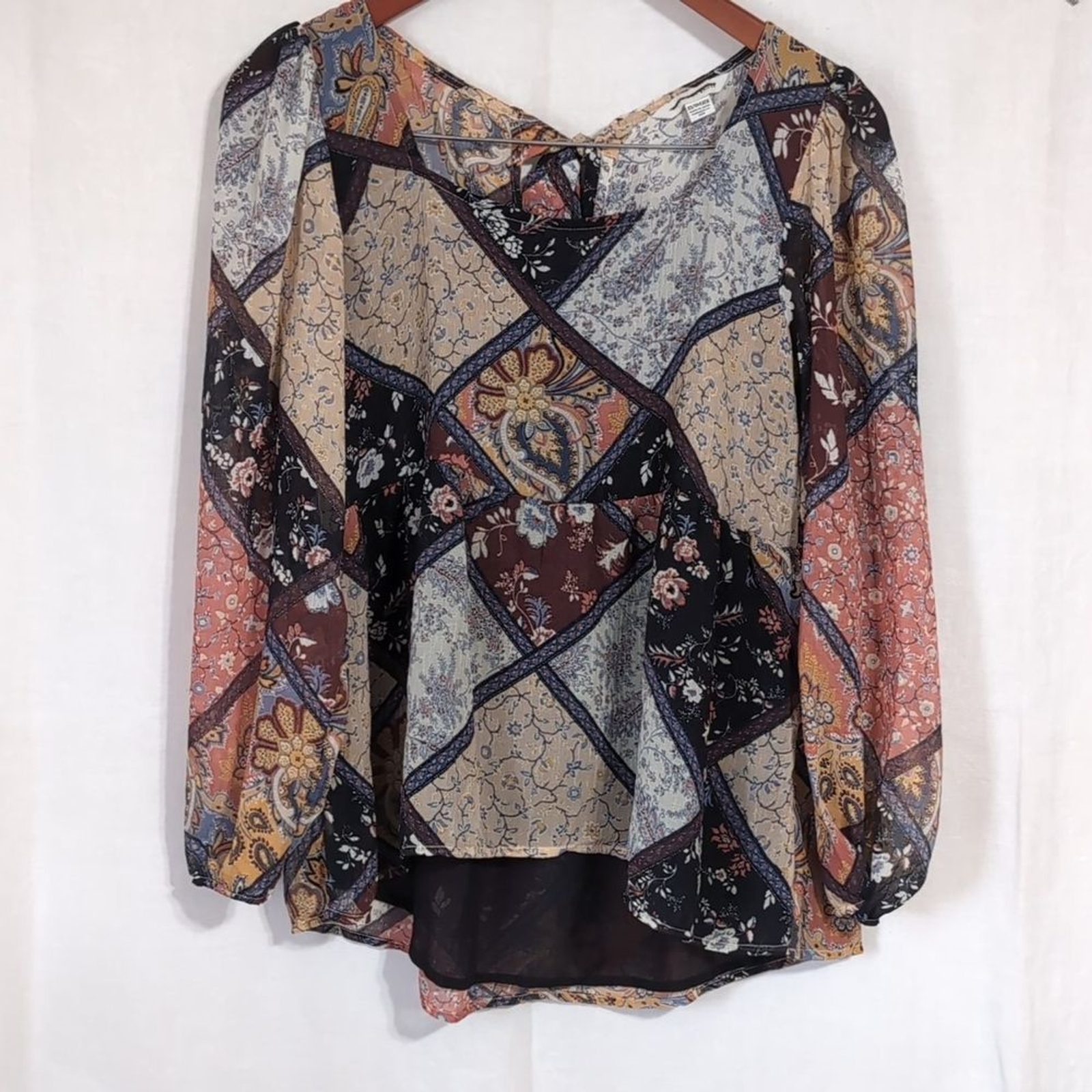 American Eagle Patchwork Print Tiered Square Neck… - image 2
