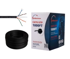 1000ft Cat6 Riser Ethernet Cable 23AWG 10Gbps Solid Bare Copper UTP Wire Black