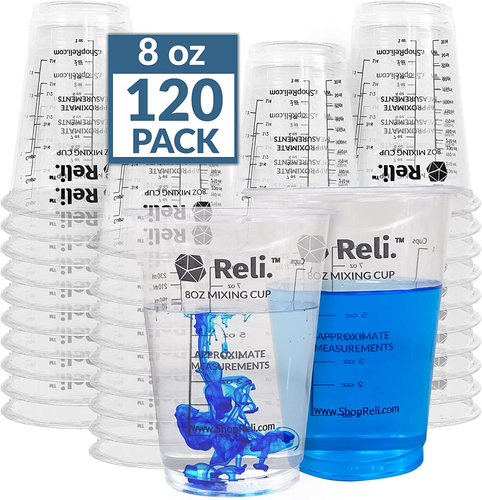 (120 Pcs) 8 Oz Paint Mixing Cup/Resin Mixing | Disposable Measuring Cups | Clear