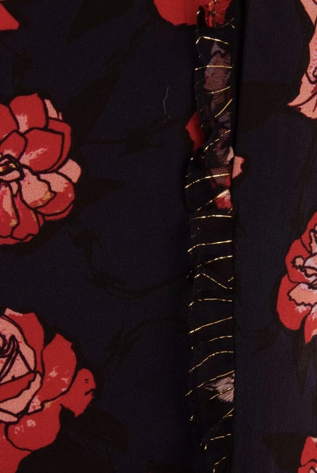 BNWT Markus Lupfer Black& Red Floral 100% Silk Trousers Size Large Leg 31” - Image 4 of 4