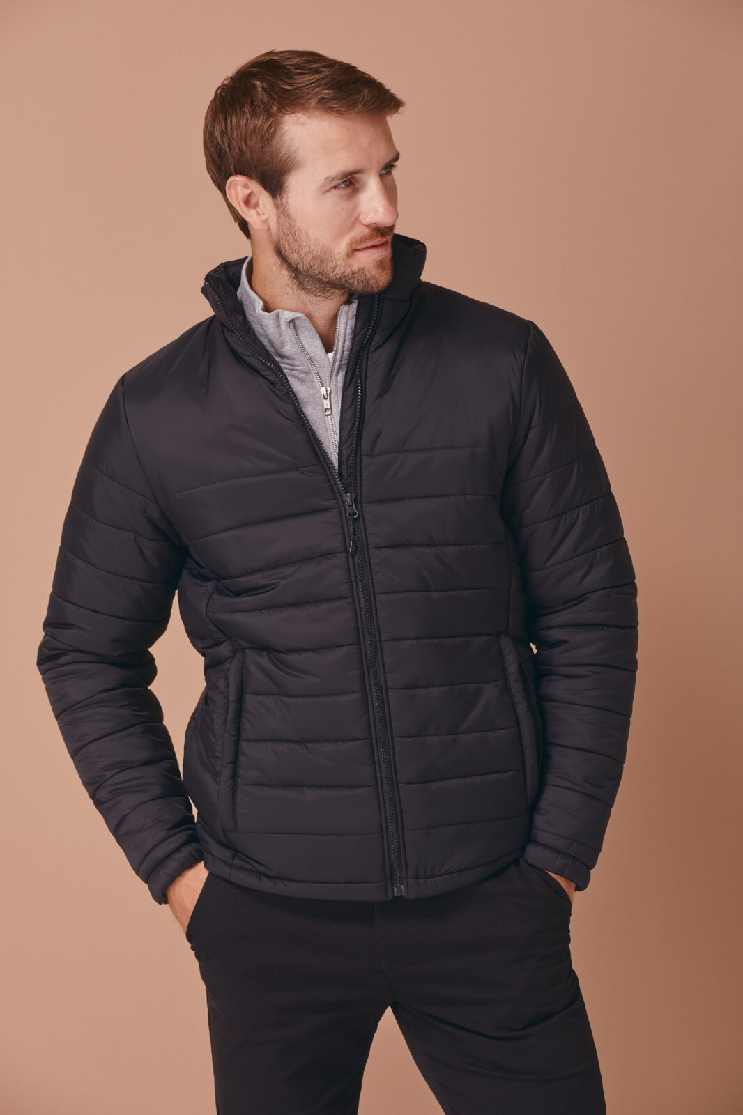 HENBURY MENS UNISEX PUFFER JACKET BLACK WARM QUALITY PUFFA COAT H870