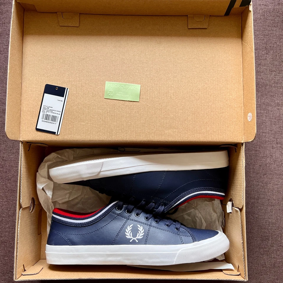 Мужские кожаные кроссовки Fred Perry модель Kendrick с наконечником из карбона и синего цвета размер UK 8 - Изображение 4 из 4