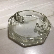 Vintage Clear Glass Octagonal Shaped Ashtray Art Deco 5x5