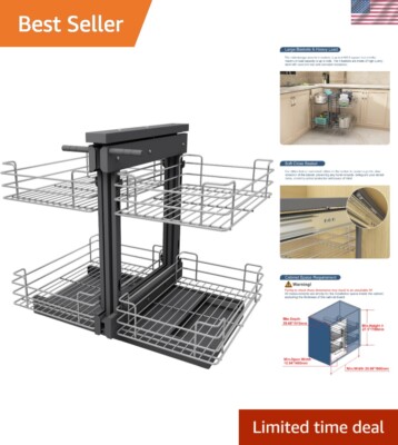 Blind Corner Pull Out Organizer for 36'' Cabinet, Left Open & Right Open Compa...