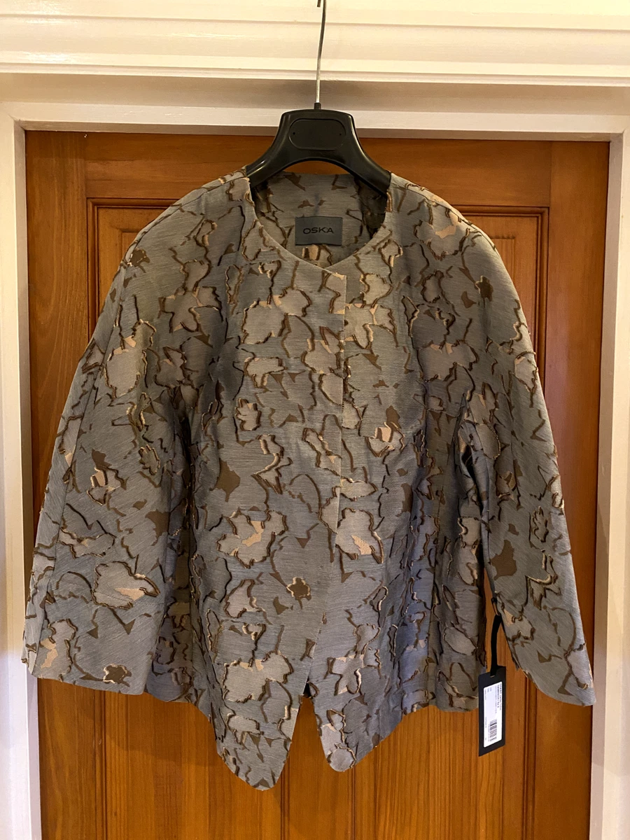OSKA Brown Bronze Grey Talas Autumnal Textured Jacket Size 2