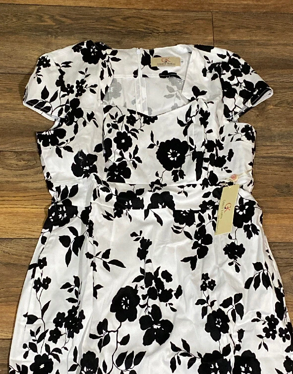 Vestido blanco con flores negras sale