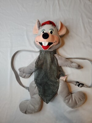 Vintage 2004 Chuck E Cheese Mesh Backpack Grey Plush Mouse  display picture 3