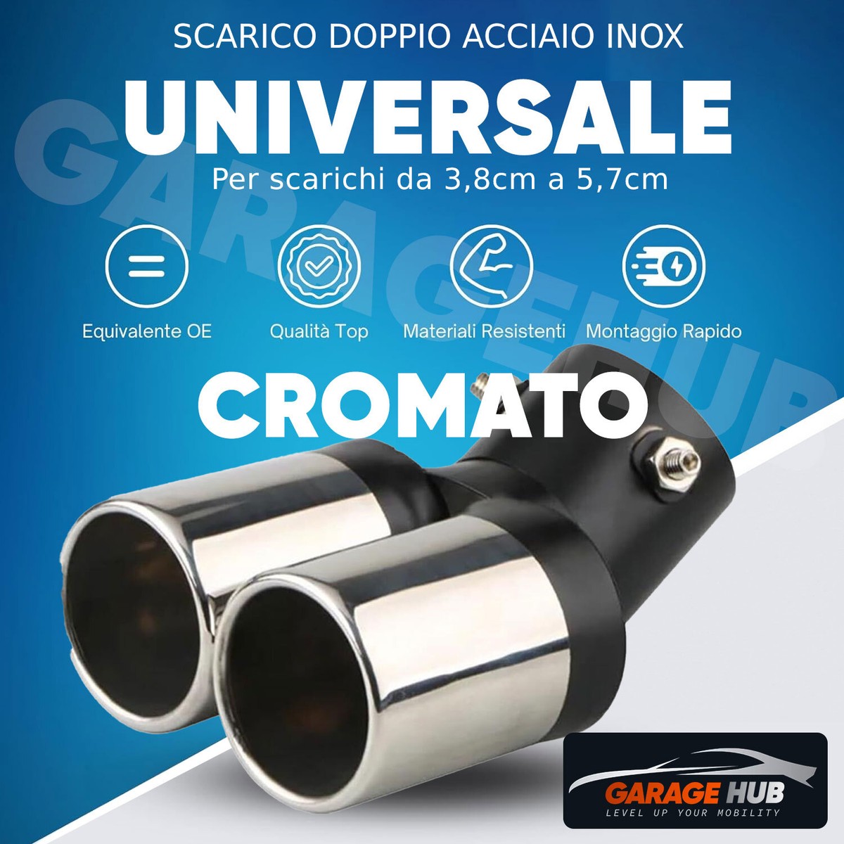 Finale di scarico Doppio Tondo 2x76 universale INOX
