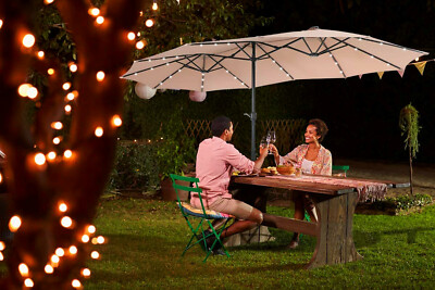15ft Patio Umbrella With Stand Base LED Lights Umbrella For Outdoor Garden Beige | eBay 15ft Patio Umbrella With Stand Base LED Lights Umbrella For Outdoor Garden Beige | eBay