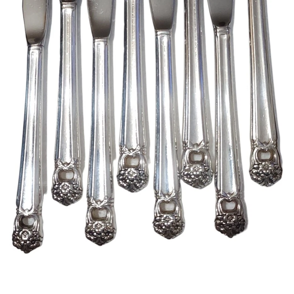 1847 Rogers Bros ETERNALY Yours Silverplate * Juego 8 * Rejilla Cuchillos Cuchillo 8.5" Foto 2 de 4