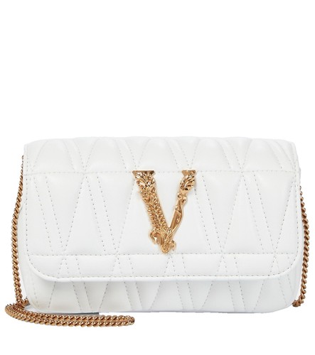 Authentic Gianni Versace white quilted patent leather “snap out of