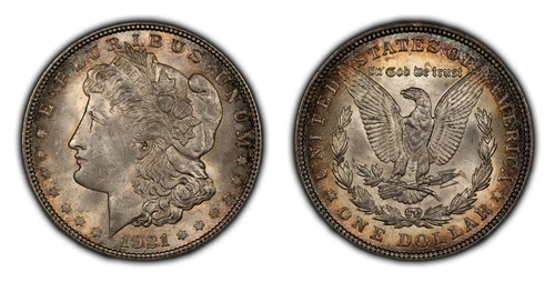 1921 $1 Morgan Silver Dollar - Speckled Toning - BU - SKU-D4697