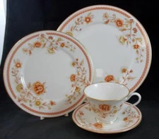 Oxford Div of Lenox Lotus Garden Lot of Dinner and Salad Plates w Cup and Saucer