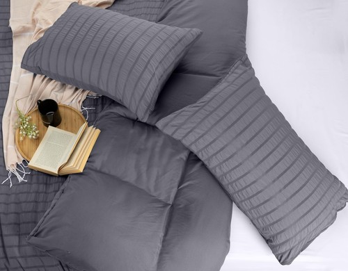 Seersucker Bettwäsche 200x200 Set - Mikrofaser Polyester Bettbezug 200x200 cm... - Bild 7 von 8