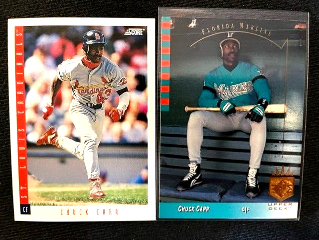 MLB - Chuck Carr 1993 Score & 1993 Upper Deck SP Baseball - Marlins