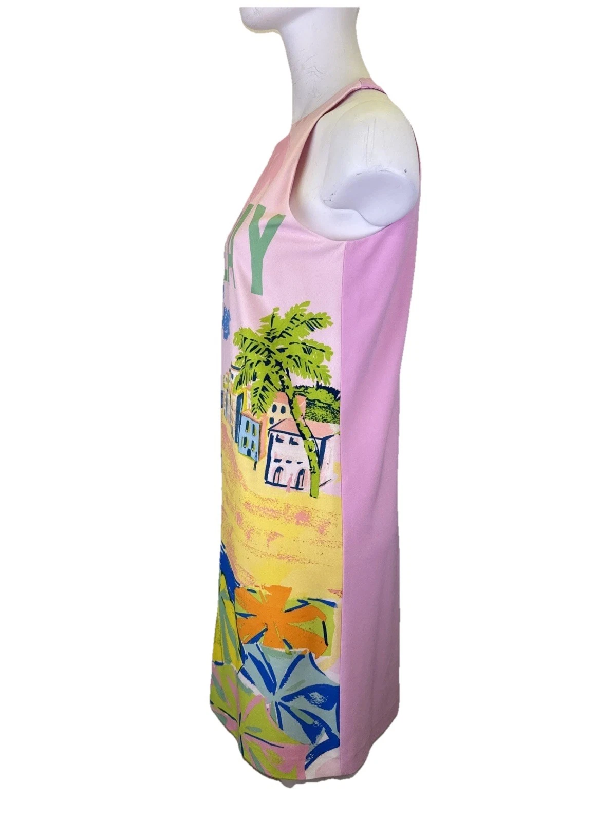 Boutique Moschino Holiday Mini Abito Cambio Senza Maniche Stampa Grafica Rosa 8