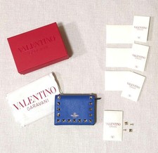 Excellent condition VALENTINO GARAVANI Studs Grain Calfskin Wallet Folded Wallet