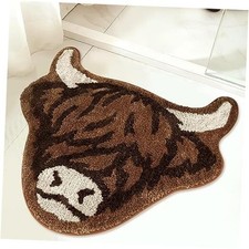 Highland Cow Tufted Rug Bath Mat Scottish Long Horn Fluffy Cow Bathroom