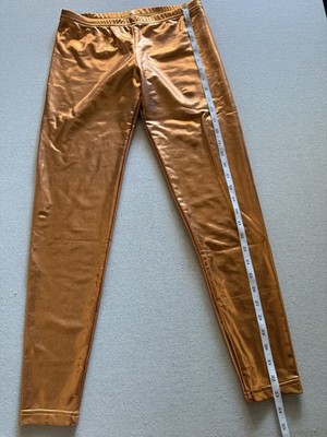 American Apparel Unisex Medium Copper Lamé Leggings Fun Disco Rave Dance Pants
