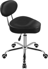 Saddle Stool with Back Adjustable Drafting Chair Swivel Rolling Stool with