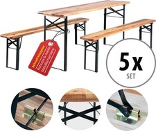5x Ensemble Brasserie Table Banc Bois Pliable Meuble Jardin Terrasse Fete Bar