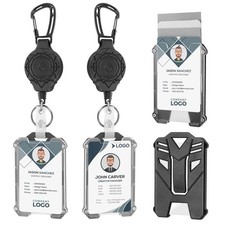 BESARME 2 Set Retractable Badge Holders Heavy Duty Carabiner Badge Reel Retra...