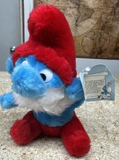 Vintage Papa Smurf Peyo Bean Bag Plush Toy 1981 Schleich Wallace Berrie Co