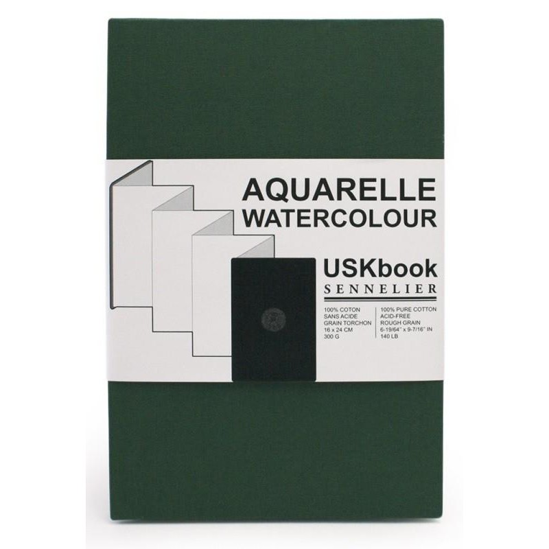 Carnet Aquarelle 16x24cm Sennelier Accordéon bloc papier coton 300g USKbo