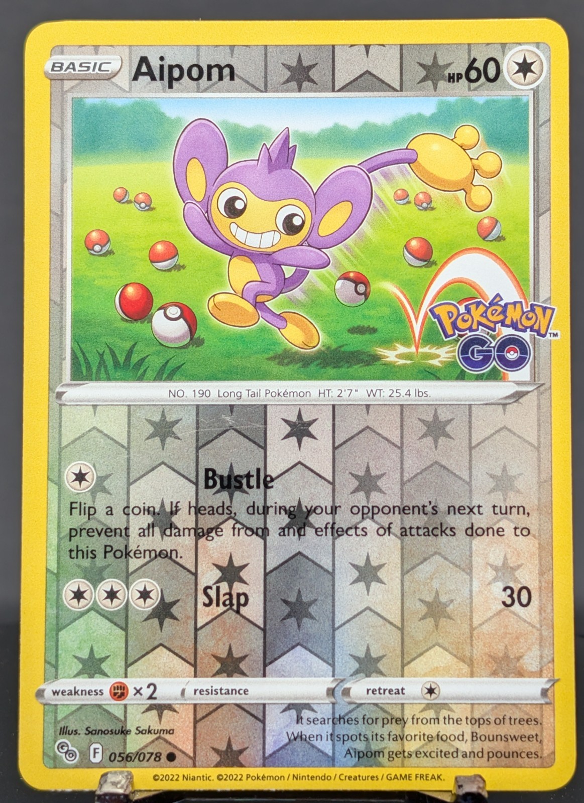 Pokemon Aipom #056/078 English Pokemon GO Reverse Holo Stamped