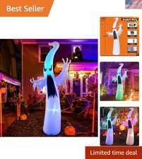 Enchanting 6FT  12FT Halloween Inflatable Ghost with Colorful LEDs  Red Eyes