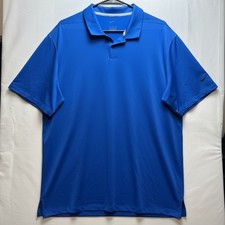 Men's Nike Dri Fit Golf Polo Shirt Size XL Royal Blue Black Nike Logo On Sleeve