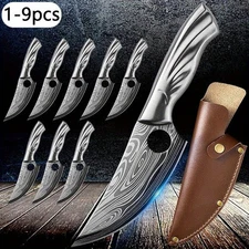 12-Piece Stainless Steel Knife Set with Sheath for Kitchen and Outdoor Use