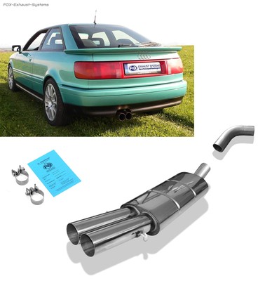  Sportauspuff +VB-Rohr Audi 80 89 B3 B4 Coupe Cabrio 16V 2.6 2.8 2x76 scharf