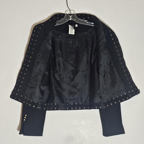 Chaqueta Sharon Young para mujer 4 negra dorada tachonada cremallera frontal cuello alto 9200J-37 - Imagen 6 de 14