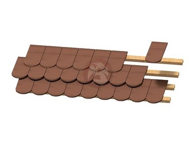 Plus Model 1/35 Scallop Roof Tiles w/Smooth Surface (covers 71x49mm) (140pc) 554