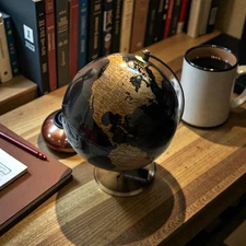 NEW NWT HTF DREXEL HERITAGE 12" BLACK & COPPER - POLISHED BRASS ARM & BASE GLOBE