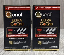 LOT OF 2 Qunol Ultra CoQ10 100mg Better Absorption Water 120 Count EXP 12/2027