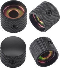 Metal Guitar Knobs Dome Control Knobs with Black Knurled Barrels 6Mm Split Shaft