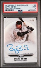 Barry Bonds 50/50 Ivory Auto 2025 Topps Chrome Black SSP MINT PSA 9 Low Pop