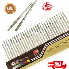 30PCS Diamond Burr Nail Drill Bits Set Milling Cutter Manicure Grinding Tools Ki